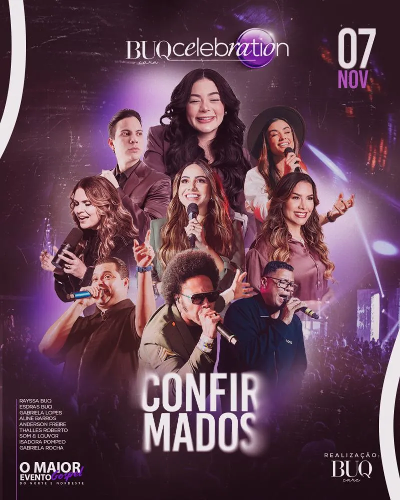 Aline Barros, Anderson Freire, Gabriela Rocha e mais nomes são confirmados no Buq Care Celebration 2026