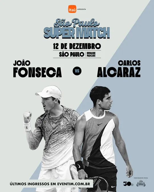 São Paulo Super Match anuncia novos ingressos para jogo entre Carlos Alcaraz e João Fonseca