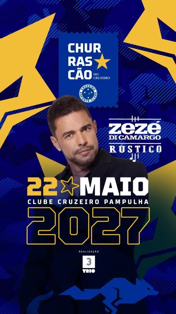 Churrascão do Cruzeiro anuncia edição de 2027 e traz Zezé Di Camargo. Vendas começam nesta quinta-feira (10) 