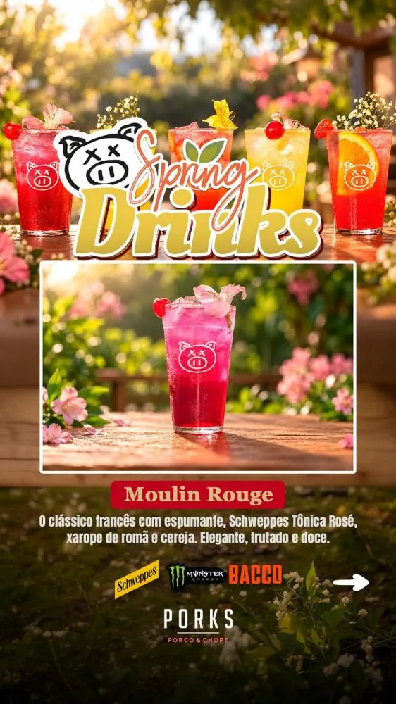 Primavera Brinda em BH: Rede Porks Promove o Festival “Spring Drinks” com Coquetéis Exclusivos 