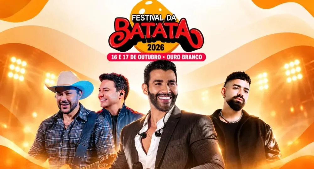 *Gusttavo Lima, Dilsinho e João Bosco & Vinícius são as atrações do 40º Festival da Batata de Ouro Branco*