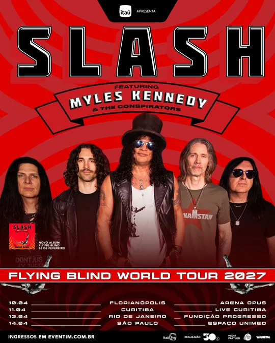 SLASH FT. MYLES KENNEDY AND THE CONSPIRATORS retornam ao Brasil com turnê e anunciam o novo single e o clipe oficial da música “FLYING BLIND”