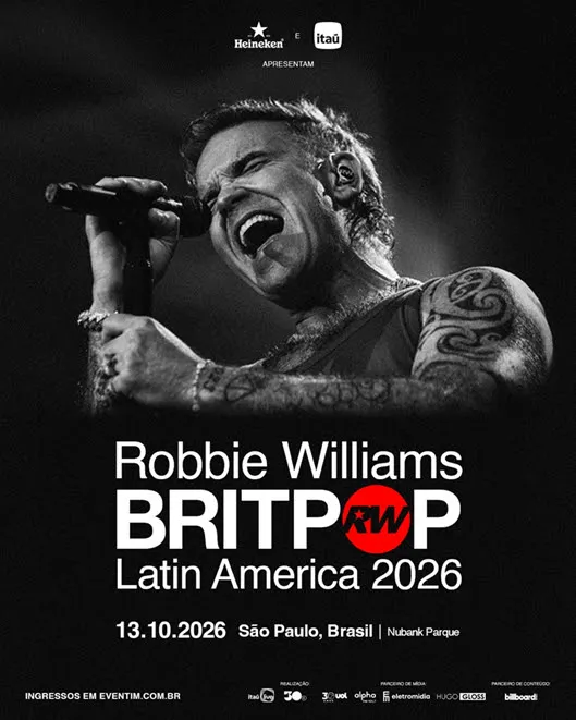 Robbie Williams chega à São Paulo com a BRITPOP Tour na próxima terça-feira (13)