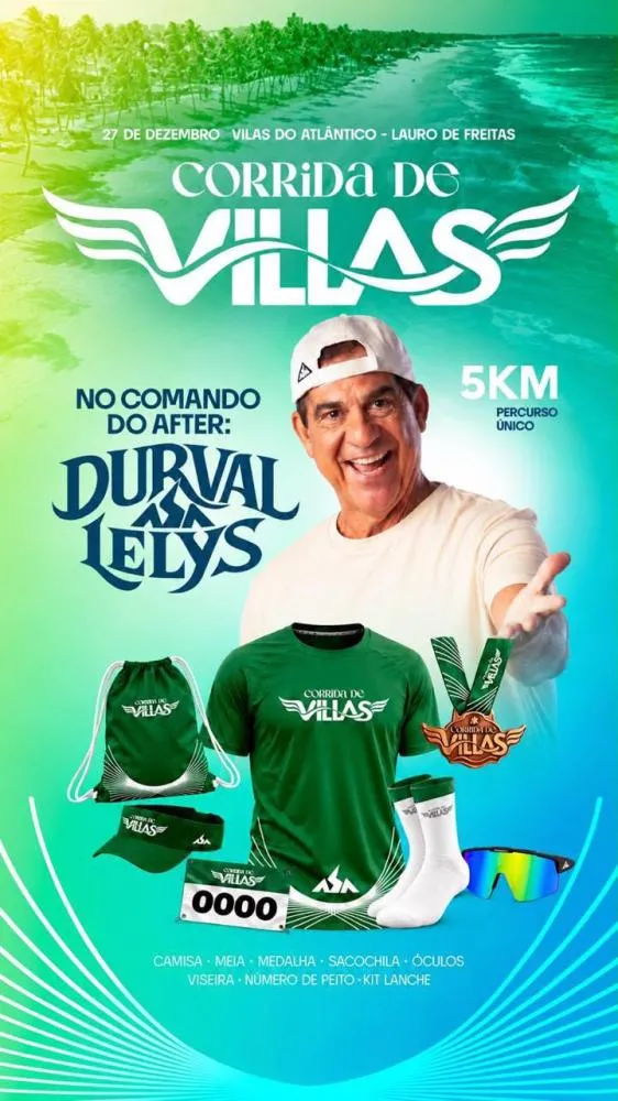 *CORRIDA DE VILLAS CHEGA À SEGUNDA EDIÇÃO COM 5 KM DE PERCURSO, MÚSICA E SHOW DE DURVAL LELYS*
