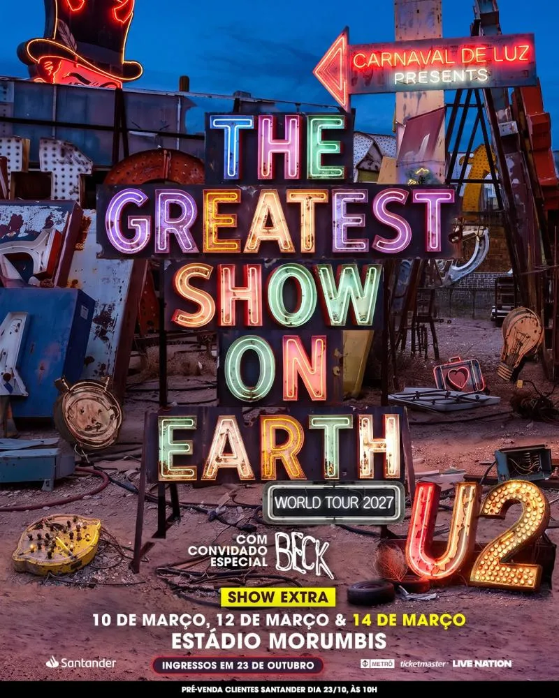 DEVIDO À ALTA DEMANDA, U2 ANUNCIA DATA EXTRA NO BRASIL DA TURNÊ MUNDIAL “THE GREATEST SHOW ON EARTH” 2027