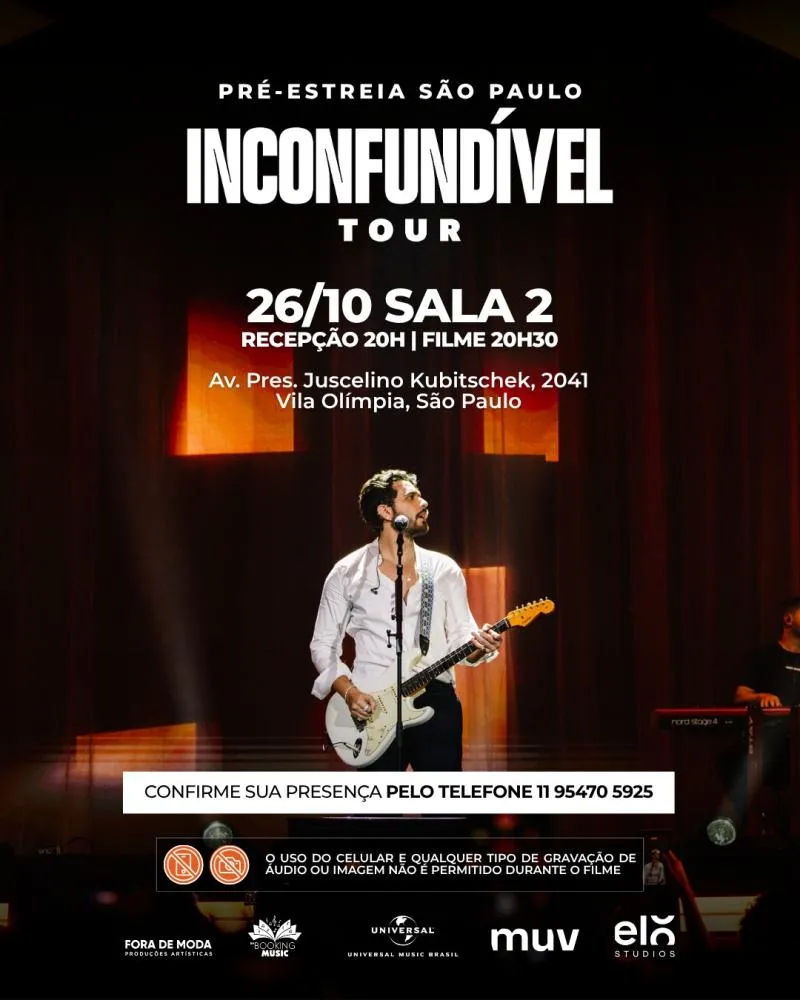 Gustavo Mioto leva “Inconfundível Tour” aos cinemas com imagens inéditas e bastidores nunca vistos pelo público