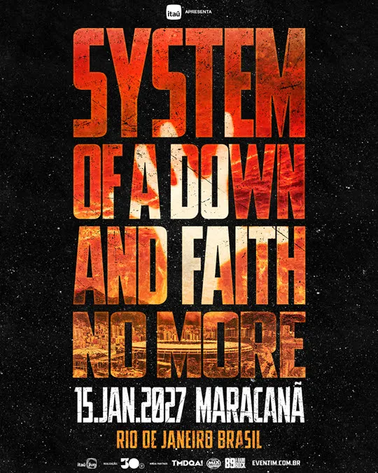 System Of A Down anuncia One Night Only no Maracanã com participação especial de Faith No More